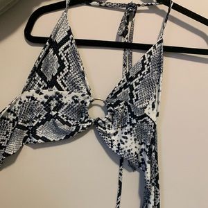 Pretty Little Thing Snake Print Wrap Top